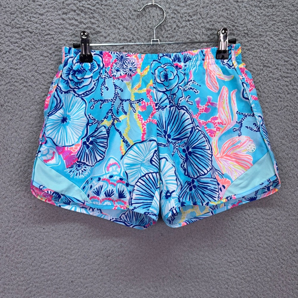 Lilly Pulitzer Shorts Womens XXS Bali Blue Luxletic Ocean Trail Active Lounge